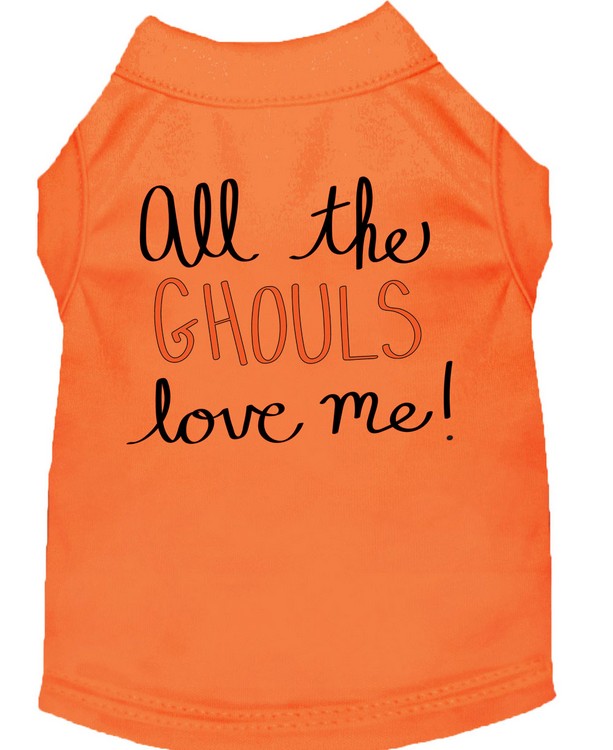 All the Ghouls Screen Print Dog Shirt Orange Med